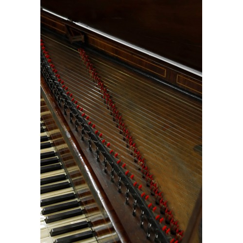 2508 - Bentside spinet by Joseph Harris, London, 1757, the lid and fallboard of walnut with holly stringing... 