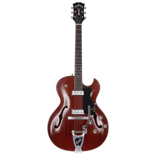 770 - 1963 Guild Starfire III electric guitar, made in USA; Body: cherry finished mahogany, light buckle w... 