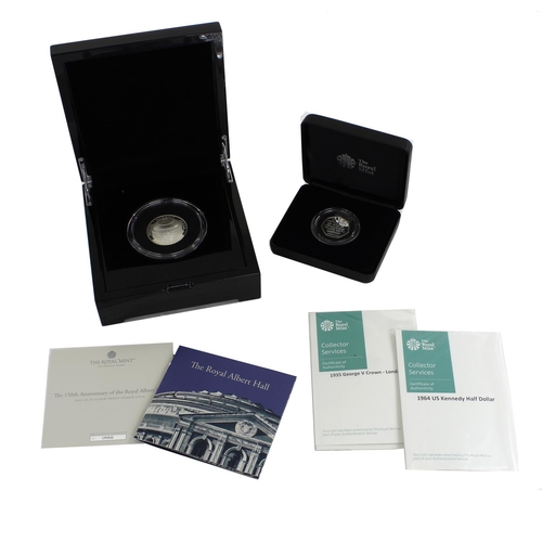 95 - The Royal Mint 150th Anniversary of the Royal Albert Hall 2021 £5 silver proof domed coin, cased and... 