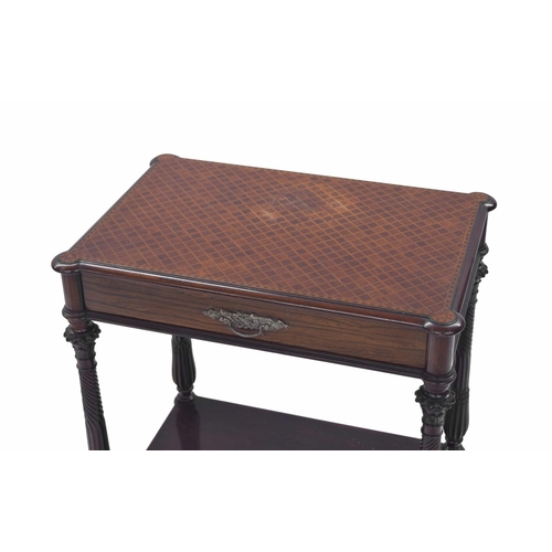 1437 - Fine 19th century rosewood parquetry side table by Collinson & Lock, London, the parquetry inlai... 