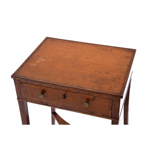 1409 - Attractive small 19th century satinwood two tier side table, the crossbanded rectangular top over a ... 