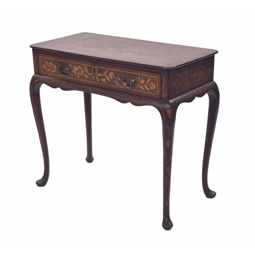 1420 - Dutch 18th/19th century walnut marquetry side table, the rectangular top depicting an urn with two b... 