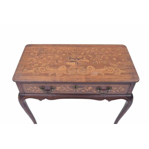 1420 - Dutch 18th/19th century walnut marquetry side table, the rectangular top depicting an urn with two b... 