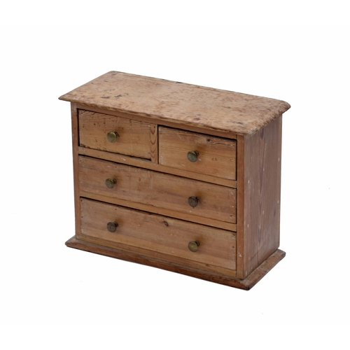 1423 - Victorian miniature stripped pine chest of two short and two long drawers, 17