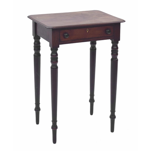 1430 - Small early Victorian mahogany side table, the rectangular moulded top over a single frieze drawer a... 