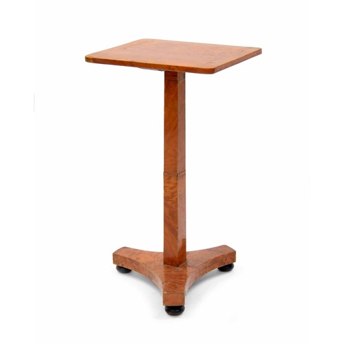 1439 - Rare Regency tortoiseshell veneered side table, the rectangular top and square support with brass wi... 