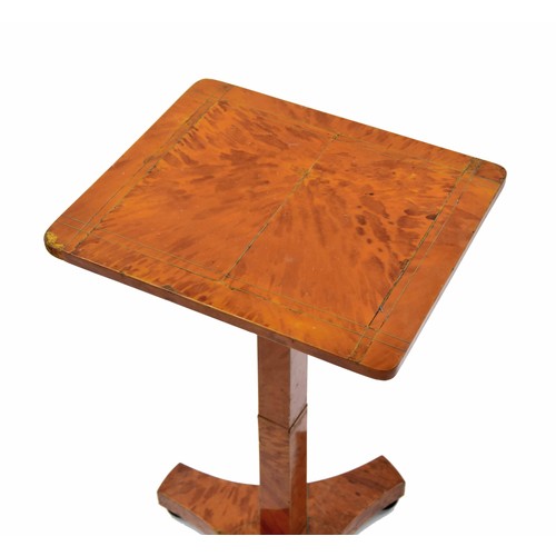 1439 - Rare Regency tortoiseshell veneered side table, the rectangular top and square support with brass wi... 