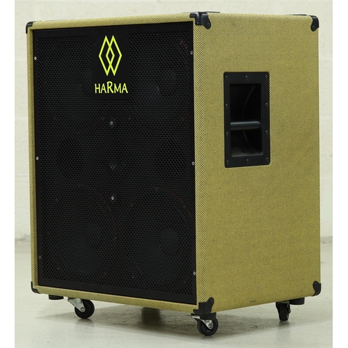 1265 - Harma 4 x 10 tweed bass guitar cabinet with switchable horn, fitted with four Harma Bloodstock C10T ... 