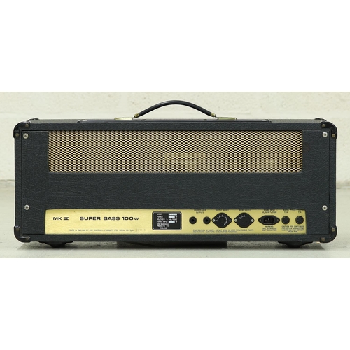 1233 - 1980 Marshall JMP 1992 Super Bass 100 watt Mk II guitar amplifier head, made in England, with dust c... 