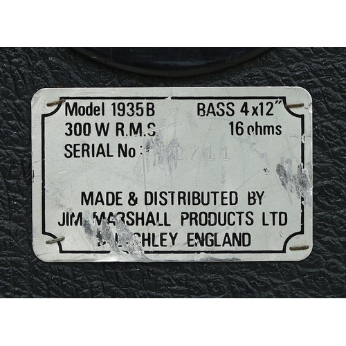 1284 - 1980s Marshall JCM 800 1935B bass 4x12 guitar amplifier speaker cabinet, made in England*Please note... 