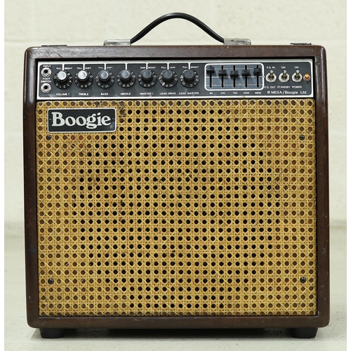 1302 - Mesa Boogie Mark II guitar amplifier, made in USA, hardwood cabinet with basket front, within a heav... 