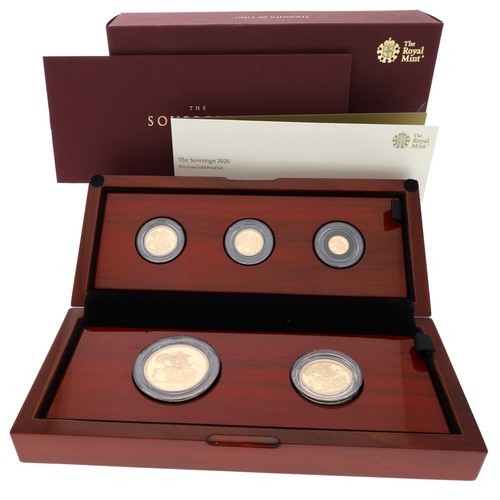 98 - The Royal Mint - The Sovereign 2020, Five-Coin Gold Proof Set, to include a five sovereign coin, dou... 