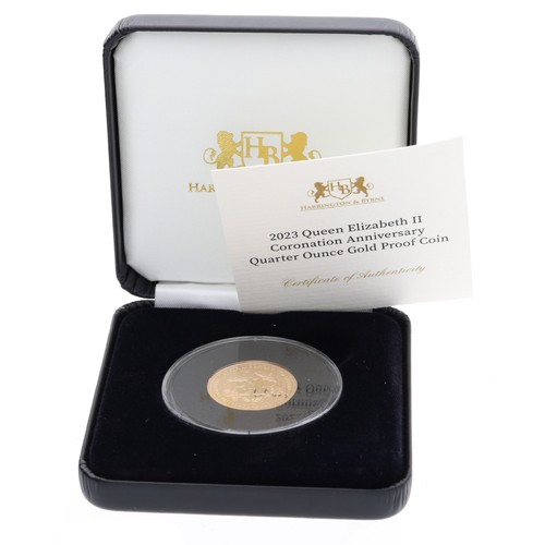 99 - Harrington & Byrne - 2023 Queen Elizabeth II Coronation Anniversary quarter ounce gold proof coi... 