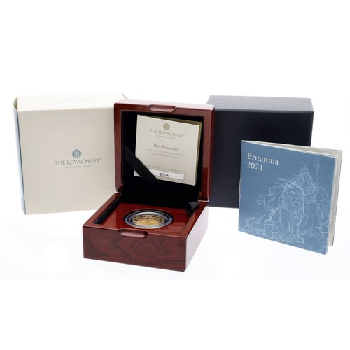 101 - The Royal Mint - Britannia 2021, UK £25 pounds quarter-ounce gold proof coin, 999.9, limited edition... 