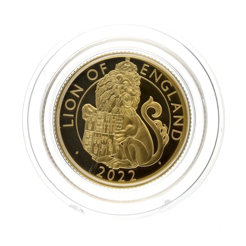 102 - The Royal Mint - The Royal Tudor Beasts, The Lion of England, 2022 UK quarter-ounce gold proof coin,... 