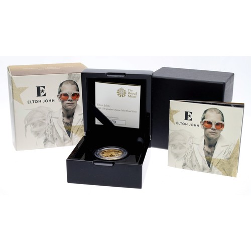 103 - The Royal Mint - Elton John, 2020 UK - quarter-ounce gold proof coin, 999.9, limited edition 0073/10... 