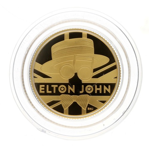 103 - The Royal Mint - Elton John, 2020 UK - quarter-ounce gold proof coin, 999.9, limited edition 0073/10... 