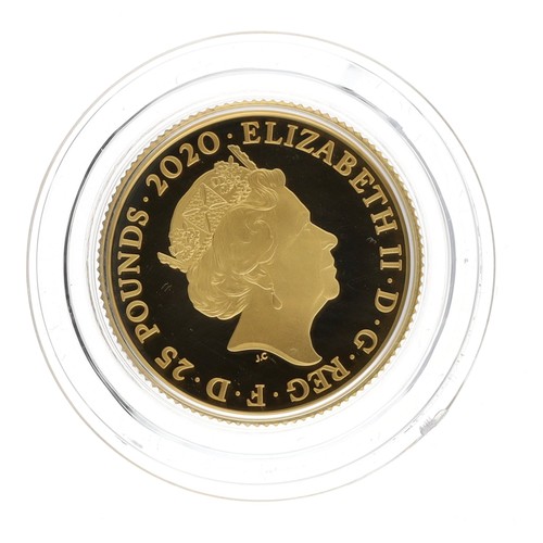 103 - The Royal Mint - Elton John, 2020 UK - quarter-ounce gold proof coin, 999.9, limited edition 0073/10... 