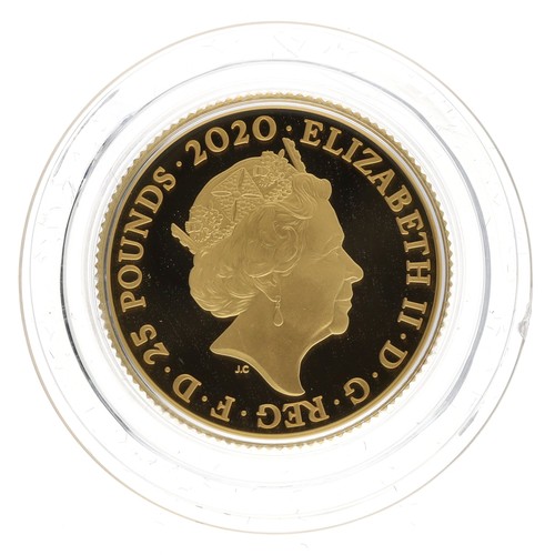 105 - The Royal Mint - Queen, 2020 UK quarter-ounce gold proof coin, 999.9, limited edition 0247/1250, wit... 