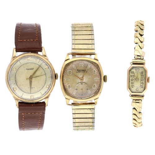 80 - Two 9ct gentleman's wristwatches; also a 9ct lady's wristwatch with an expanding bracelet (3)... 