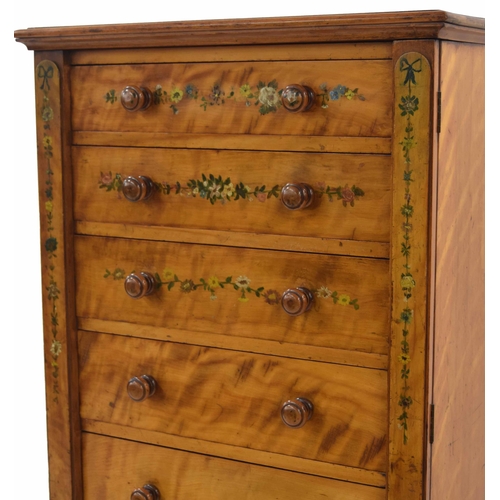 984 - Fine attractive Heal & Son of London satin birch and painted Wellington chest, 24