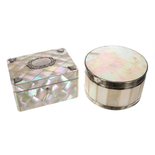 1253 - Good late Victorian mother of pearl and silver mounted whist card box, the hinged cover with applied... 