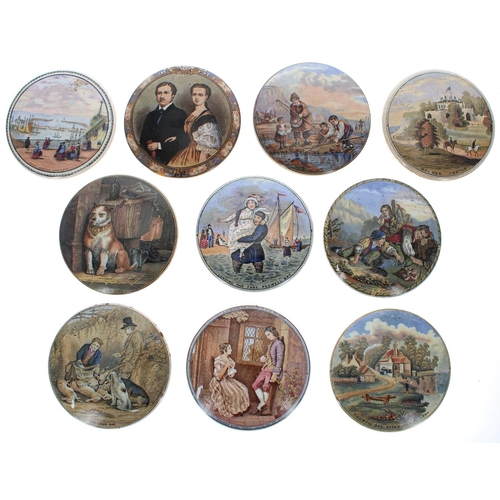 1289 - Group of twenty 19th century and later Prattware pot lids (20)