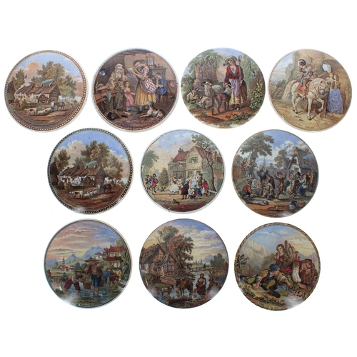 1289 - Group of twenty 19th century and later Prattware pot lids (20)