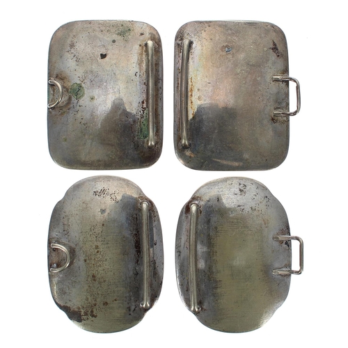 1304 - Two similar pairs of fine Japanese Satsuma earthenware on white metal buckles, both decorated with f... 