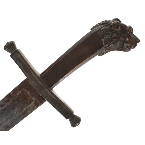 1126 - 19th century short sword with lion head pommel, possibly French Napoleonic, the 20