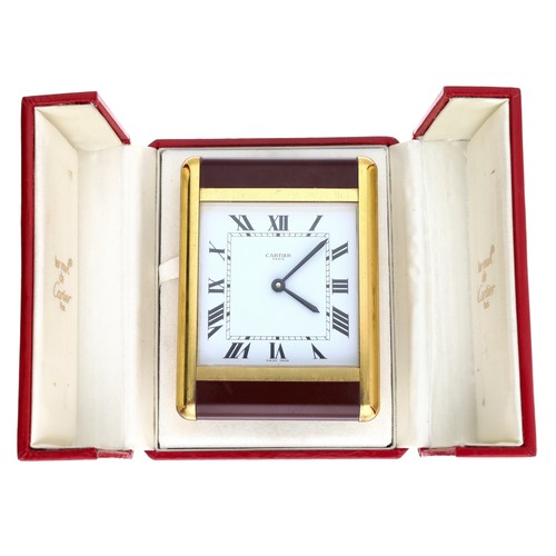 83 - Must de Cartier, Paris Quartz Pendulette (alarm) easel clock in the original box, reference no. 7505... 