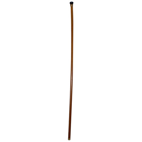 1283 - Gentleman's walking cane with tiger's eye finial and engine turned yellow metal collar, 34.5