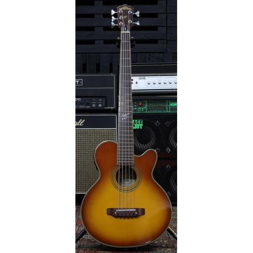 1013 - 2002 Washburn AB35/TS electro-acoustic five string bass guitar; Body: amber burst finish, a few ligh... 