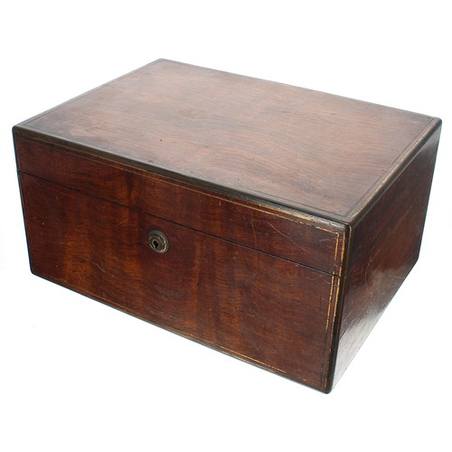 1274 - 19th century rosewood and brass bound vanity travel box, the hinged cover enclosing a fitted interio... 