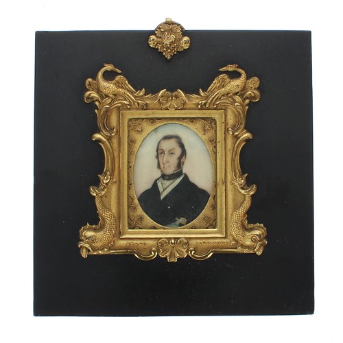 1336 - Continental School (19th century) - Portrait miniature of a gentleman, head and shoulders wearing a ... 