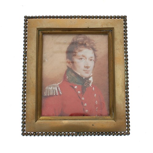 1334 - English School (19th century) - Portrait miniature of a military gentleman, half length wearing a sc... 