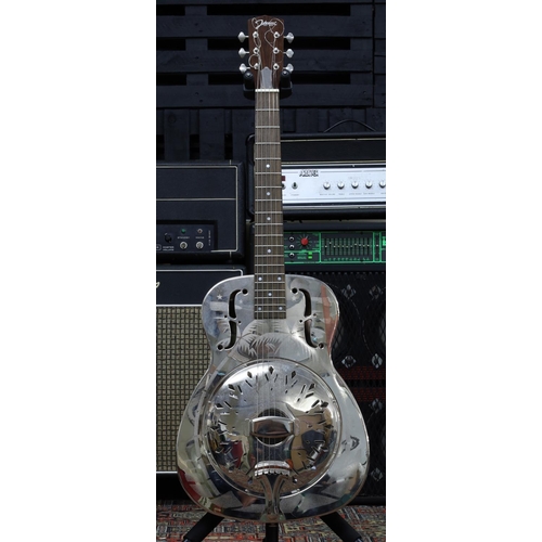 1140 - Johnson JR-998 single cone resonator guitar, with etched Palm design, within MBT compressed foam cas... 