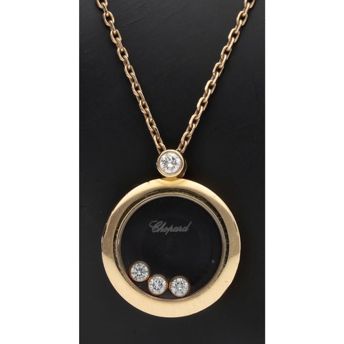 552 - Chopard 18ct floating diamond pendant on necklace, signed, no. 793929-5201 6363909, 9.4gm, the penda... 