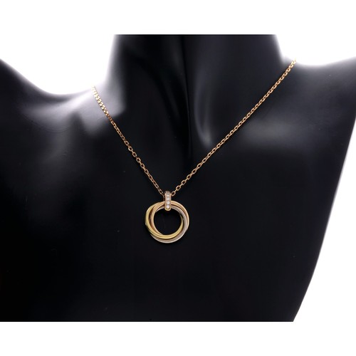 559 - Cartier Trinity 18ct diamond set pendant on necklace, signed, KLS581, 8.8gm, the pendant 22mm x 18mm... 