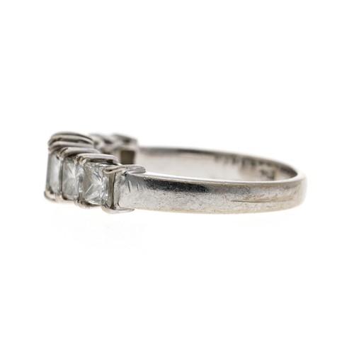 561 - Modern 18ct white gold mixed-cut seven stone diamond ring, 1.00ct approx in total, width 6mm, 3.4gm,... 