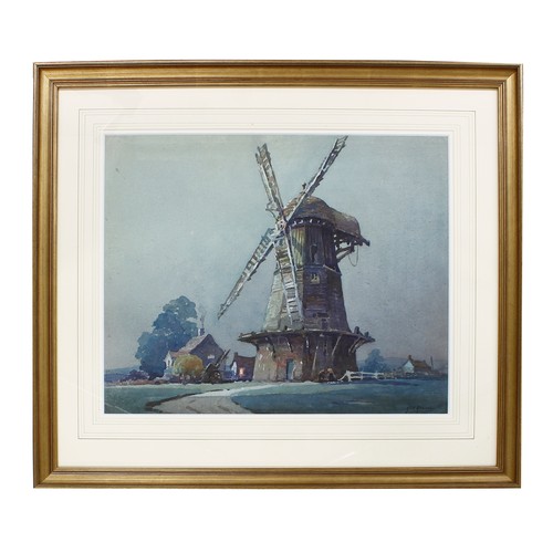 812 - George Ayling (1887-1960) - Windmill at Twilight, signed watercolour, 15.75