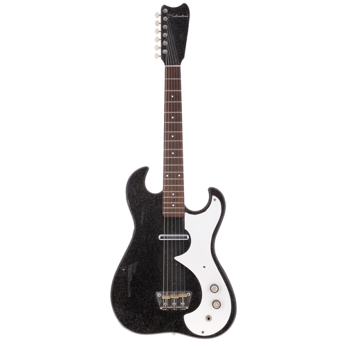 720 - 1960s Silvertone 1448 electric guitar, made in USA; Body: black sparkle finish, various dings, some ... 