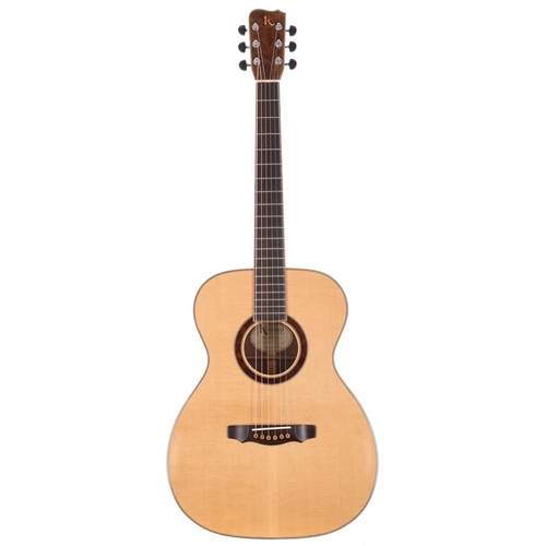 785 - Steven Kinnaird OM acoustic guitar, made in USA; Back and sides: curly Claro walnut; Top: Engelman s... 