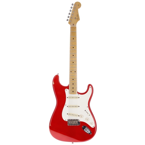 863 - 1996 Fender Stratocaster electric guitar, made in Japan; Body: candy apple red finish, two large ble... 