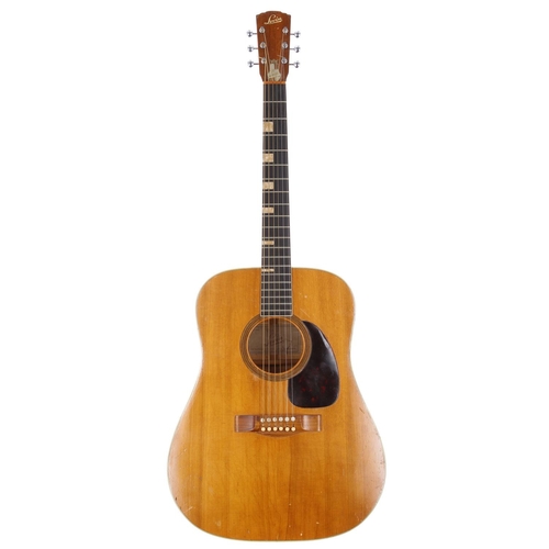 864 - 1968 Levin LT-18 Goliath acoustic guitar, made in Sweden; Back and sides: maple, repaired hairline t... 