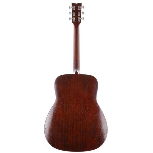 870 - 1970s Yamaha FG-180 acoustic guitar, made in Taiwan (red label); Back and sides: mahogany, scratches... 