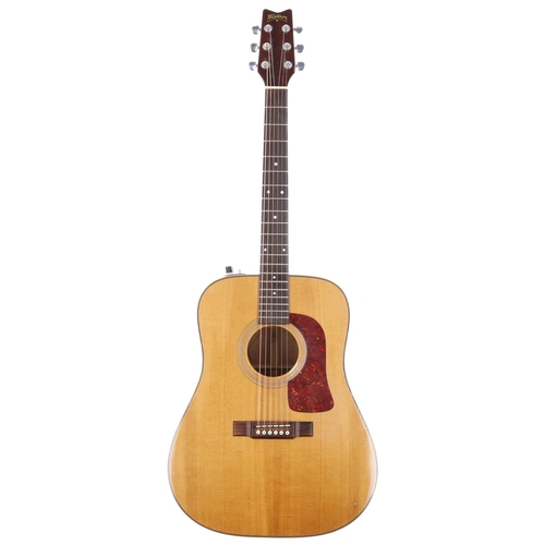 875 - Washburn D-60-E electro-acoustic guitar, made in Japan, circa 1987; Back and sides: Indian rosewood,... 