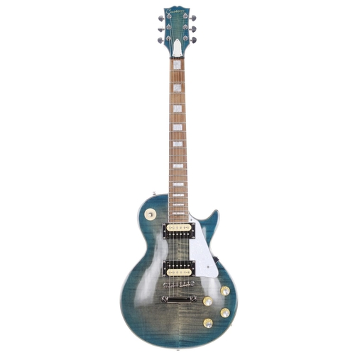 882 - Custom build LP style electric guitar; Body: blue burst figured maple top upon natural mahogany body... 