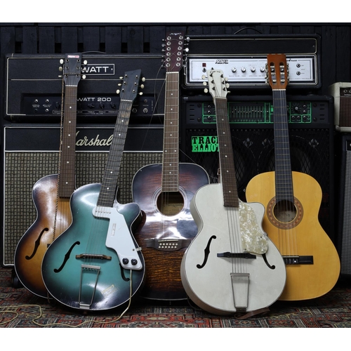 1146 - Three Dutch 1960s hollow body guitars, two by Rosetti and another by Egmond; together with a Martin ... 