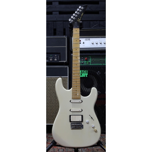 1152 - 1987 Aria Pro II SL Series SL-ST-3 electric guitar; Body: white finish, light marks; Neck: maple; Fr... 